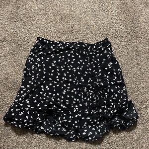 Garage Black Skirt with White Floral Design